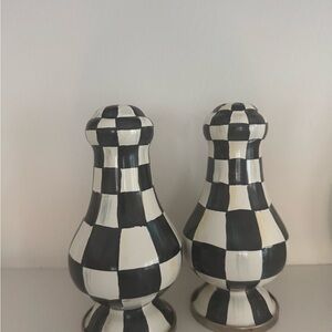 Black and White Checkered Ceramic Salt & Pepper Shakers
